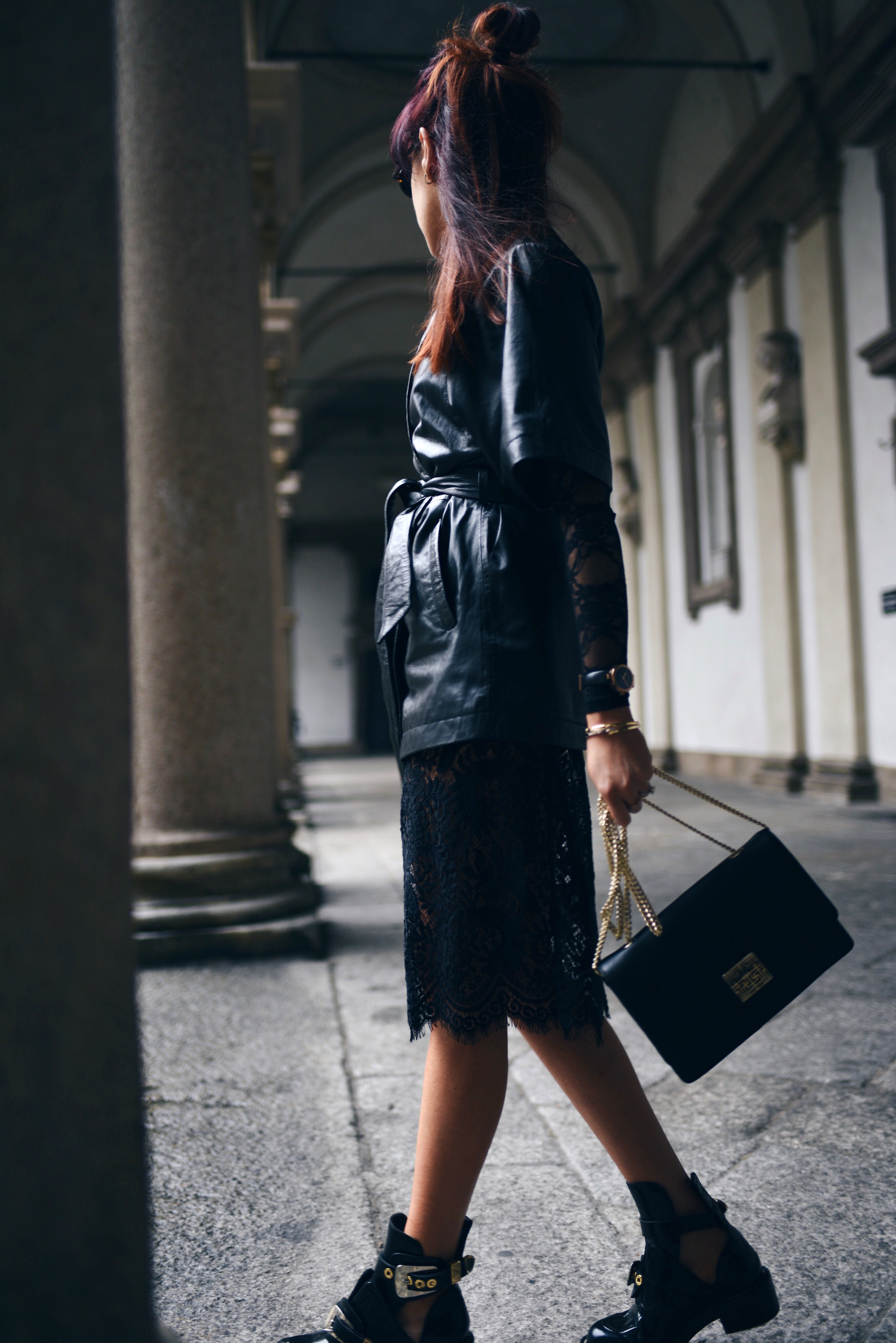 black-lace-skirt-leather-kimono-goldsmiths-jewellery