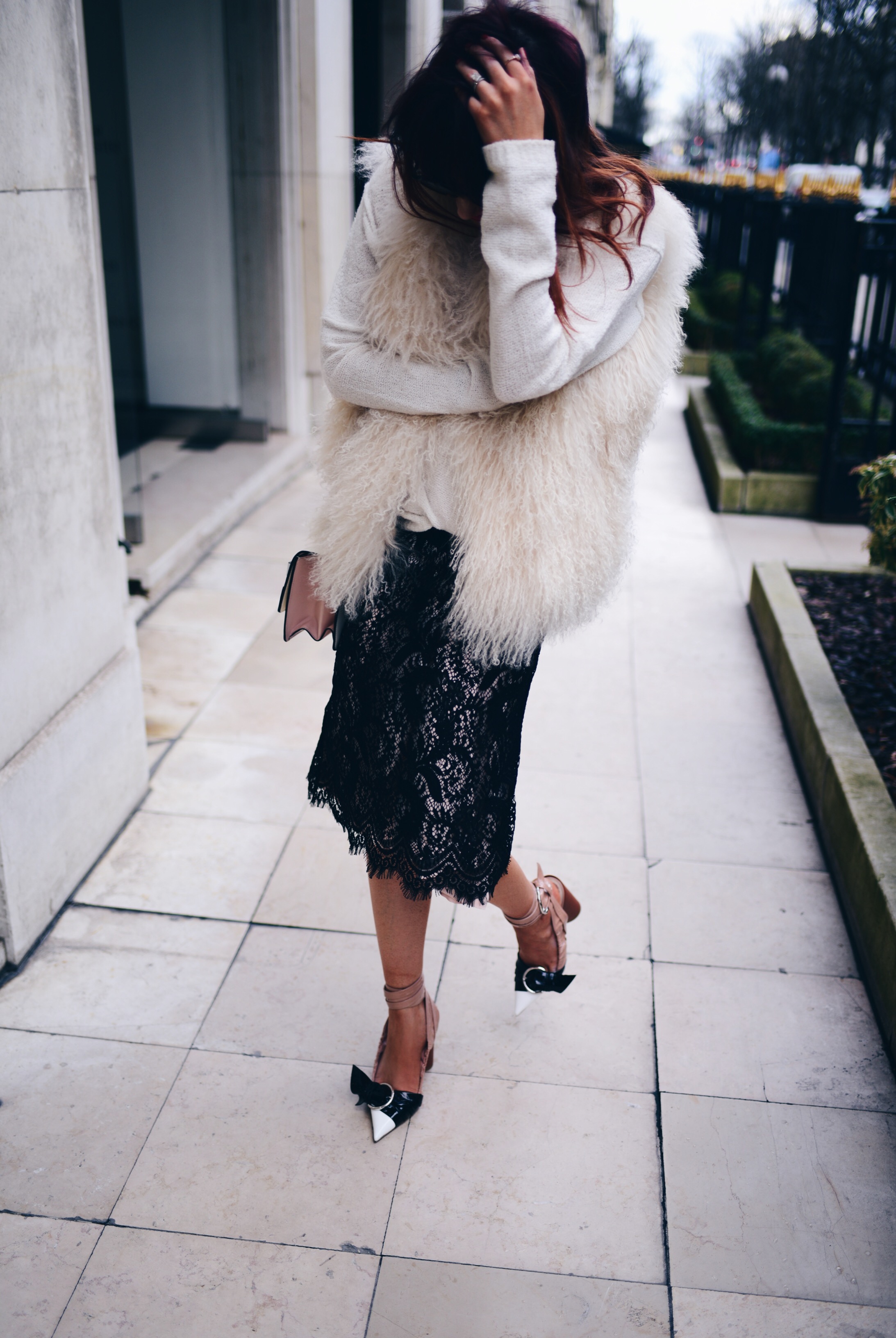 lace-skirt-cashmere-knit-mongolian-gilet-dior-heels-ss16