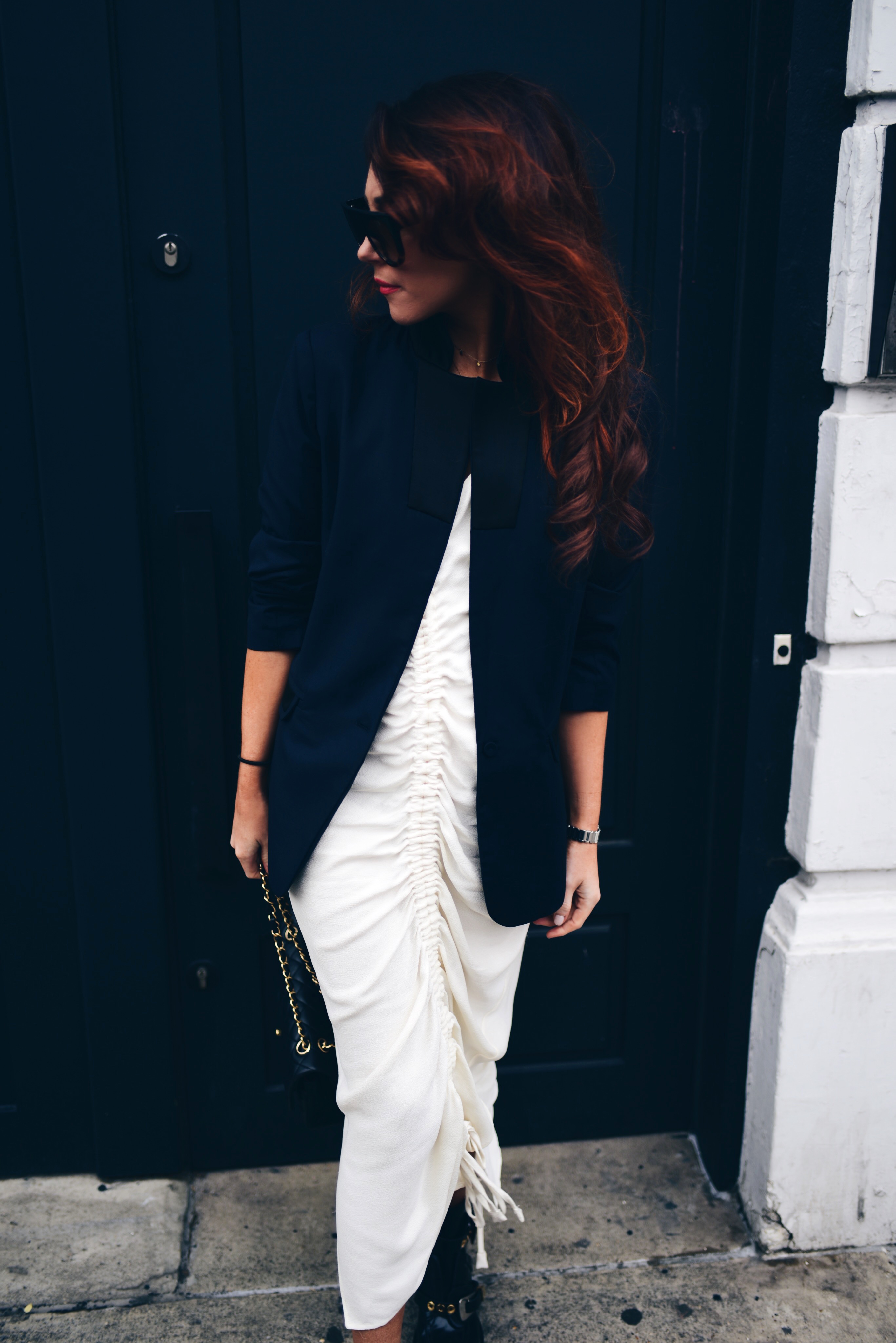 barbara-casasola-white-dress-and-blazer-london-fashion-week