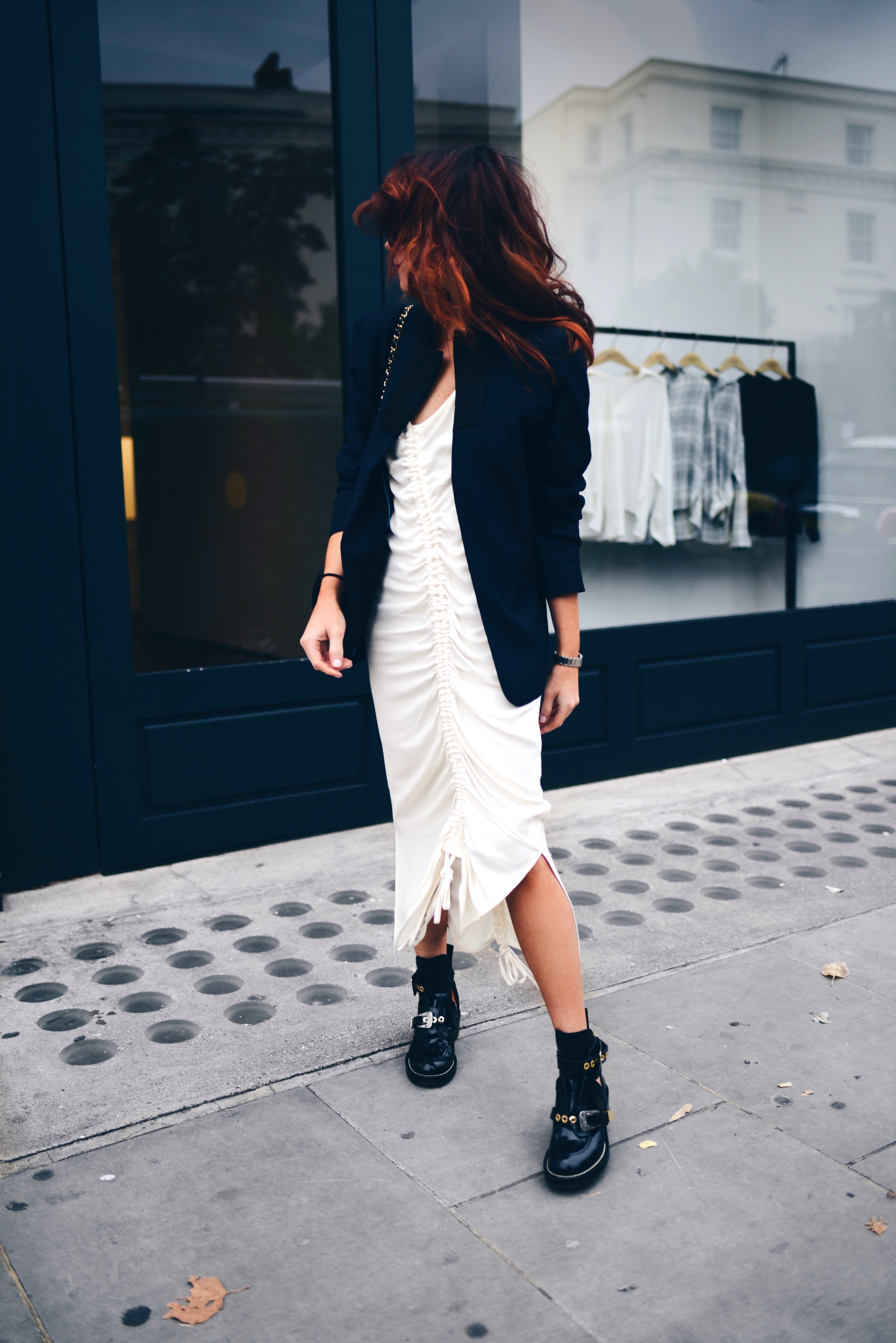 barbara-casasola-white-dress-and-blazer-london-fashion-week