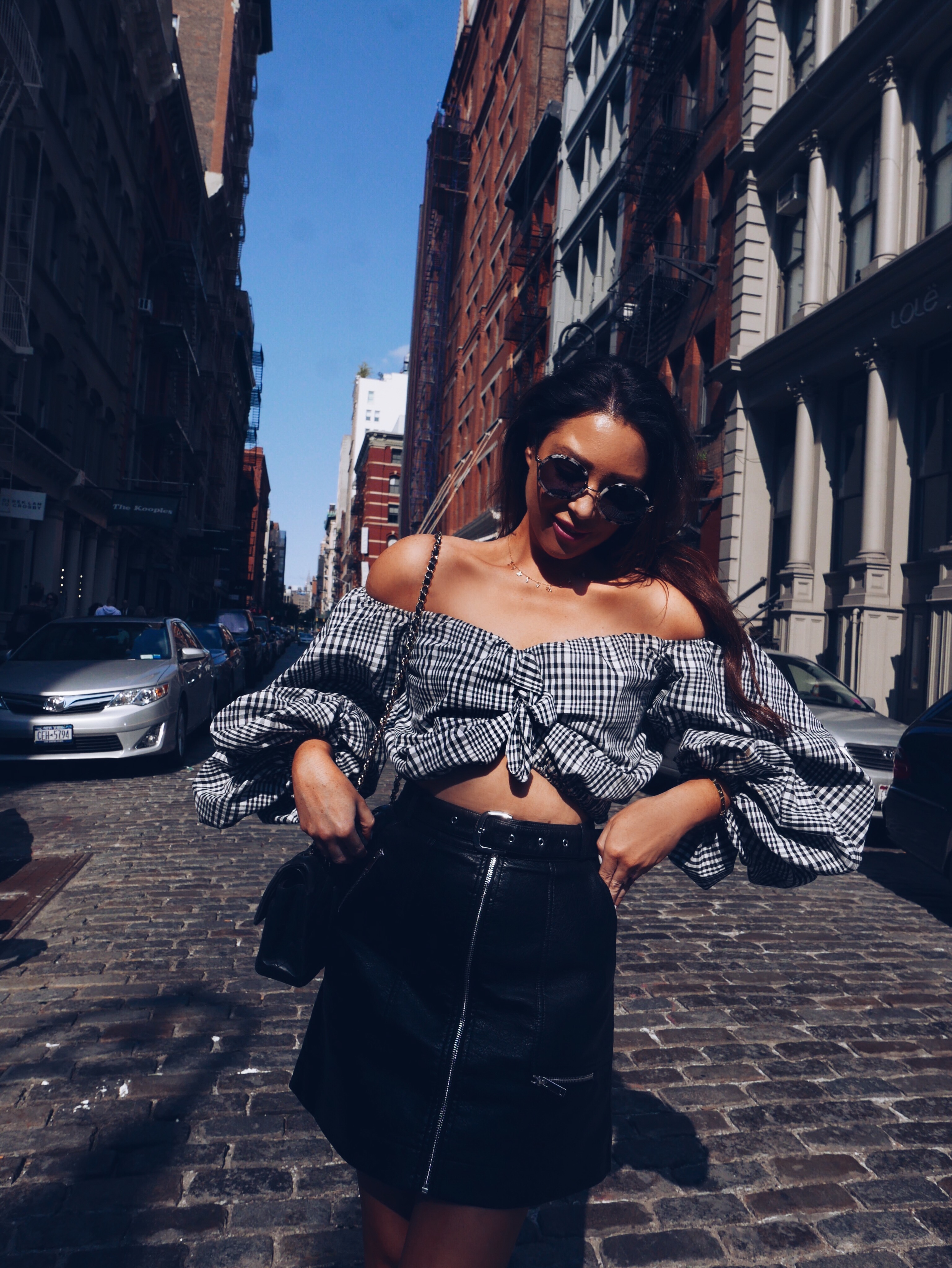 wearing-plaid-blouse-by-revolve-lovers-friends