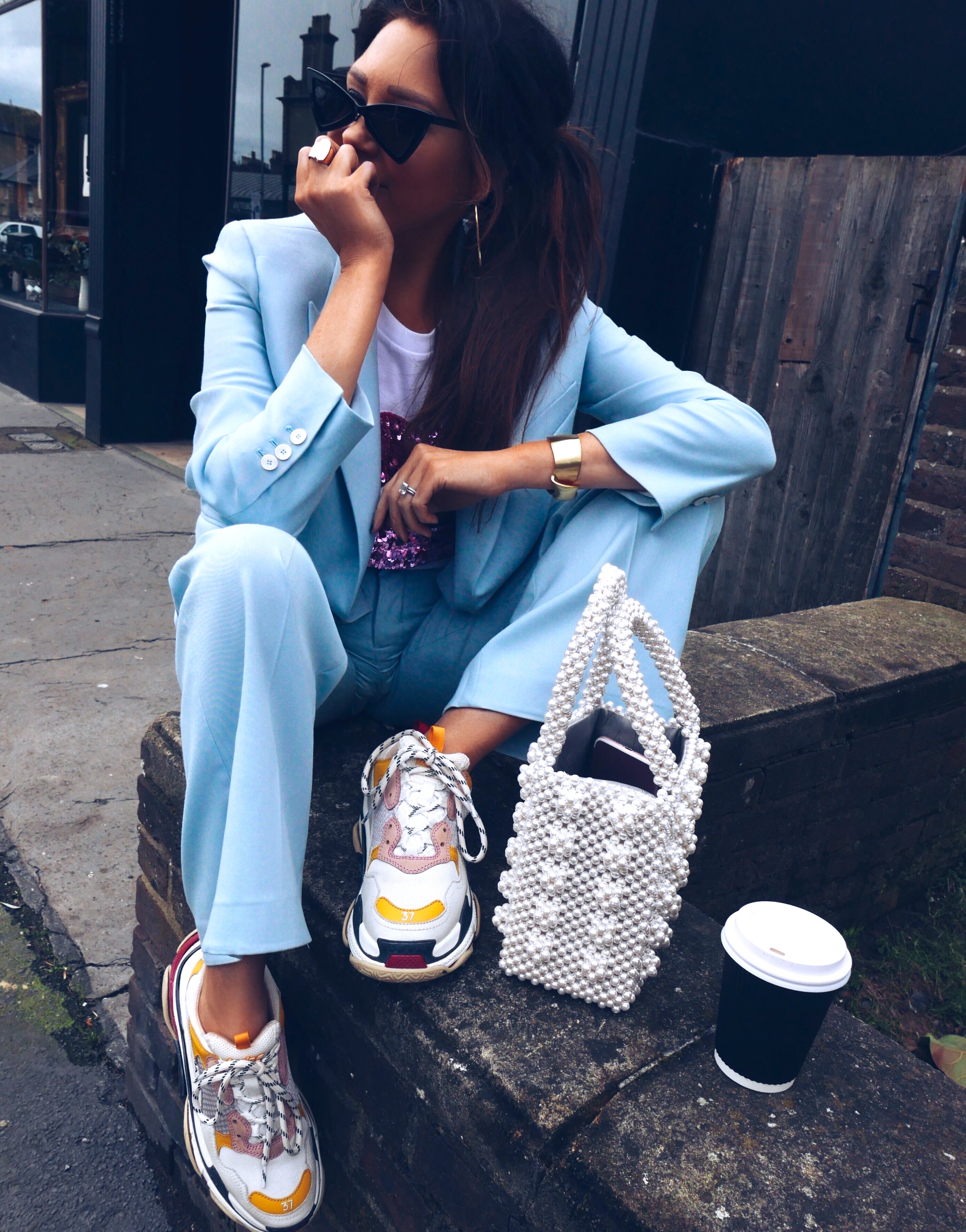 pastel-blue-tailored-trouser-suit-zara-with-balenciaga-triple-s-trainer