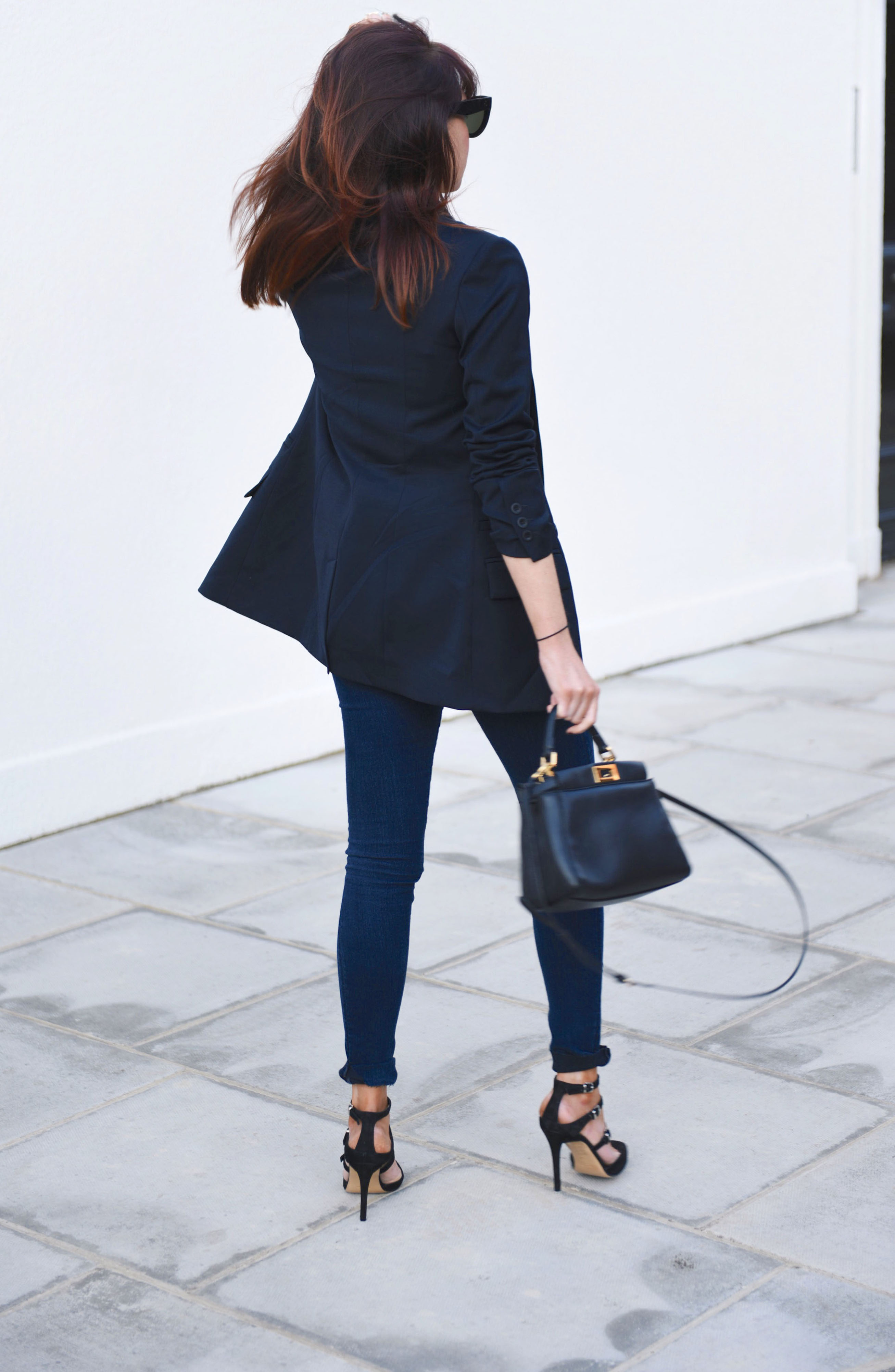 In The Style x Lorna Luxe longline fitted blazer in black
