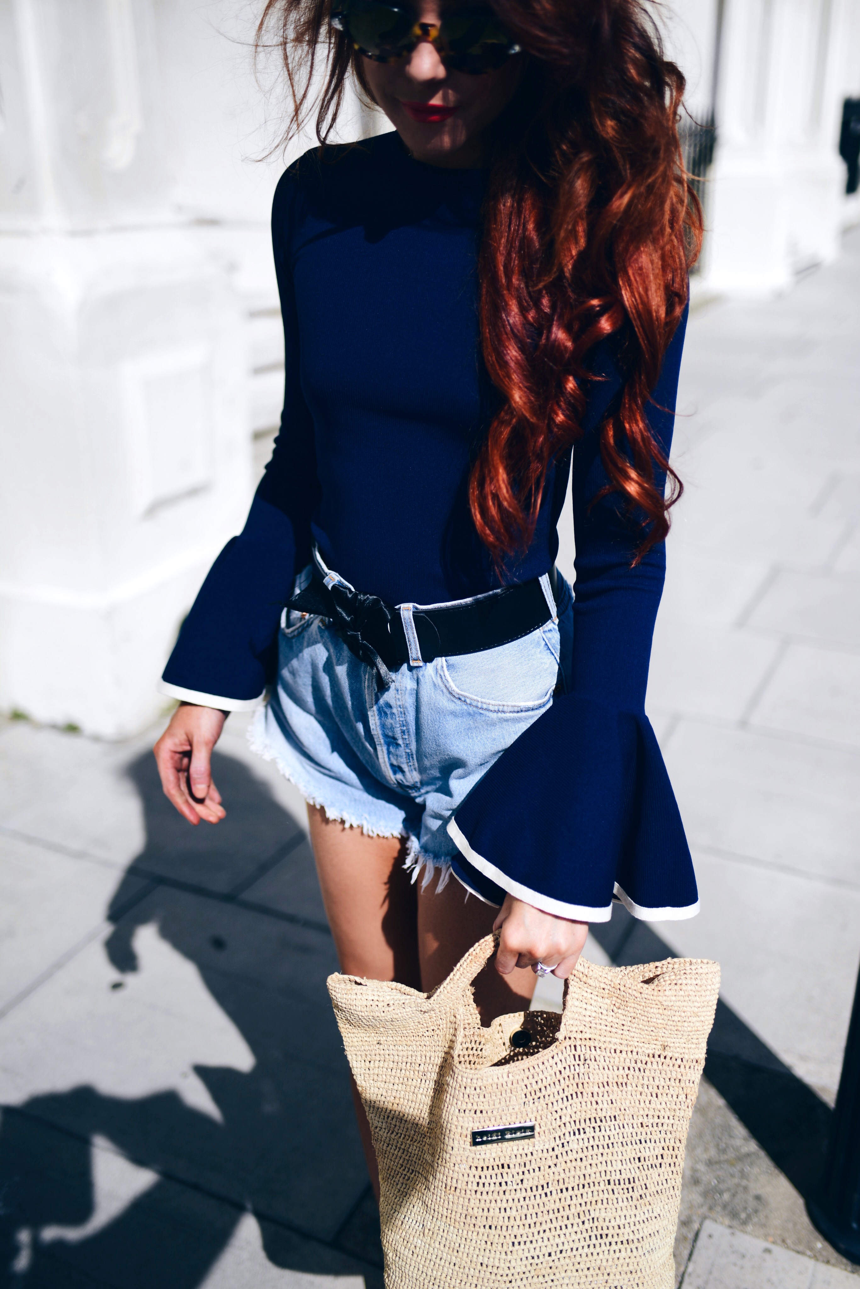 bell-shaped-sleeves-and-denim-jeans-shorts